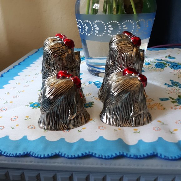 Silver plate Yorkie Salt & Pepper Shakers - Picture 4 of 10